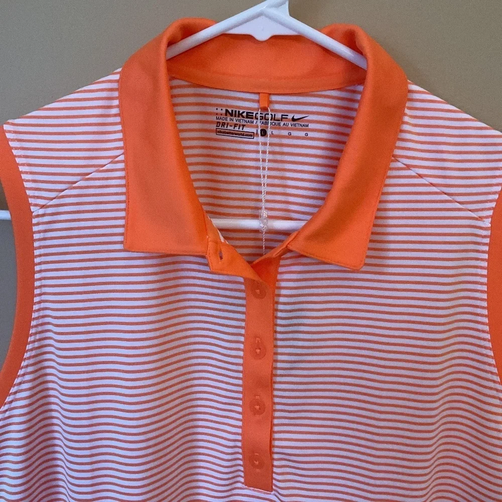Women’s Nike Golf Dry Fit Victory Sleeveless Striped Golf Polo size L